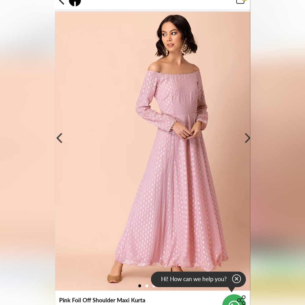 NWOT Indya Off-shoulder Pink Kurta/Maxi Dress